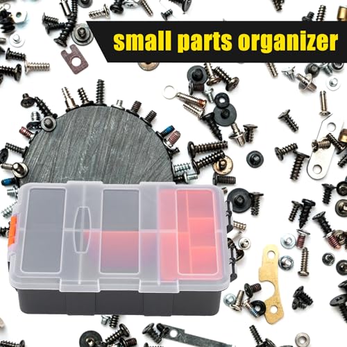 8.9x6.1x2.2in Small Parts Organizer, Tools Storage Box, Hardware Organizers with Removable Plastic Dividers, PVC Components Parts Tool Organizer for Hardware, Screws, Bolts, Nails, Jewelry