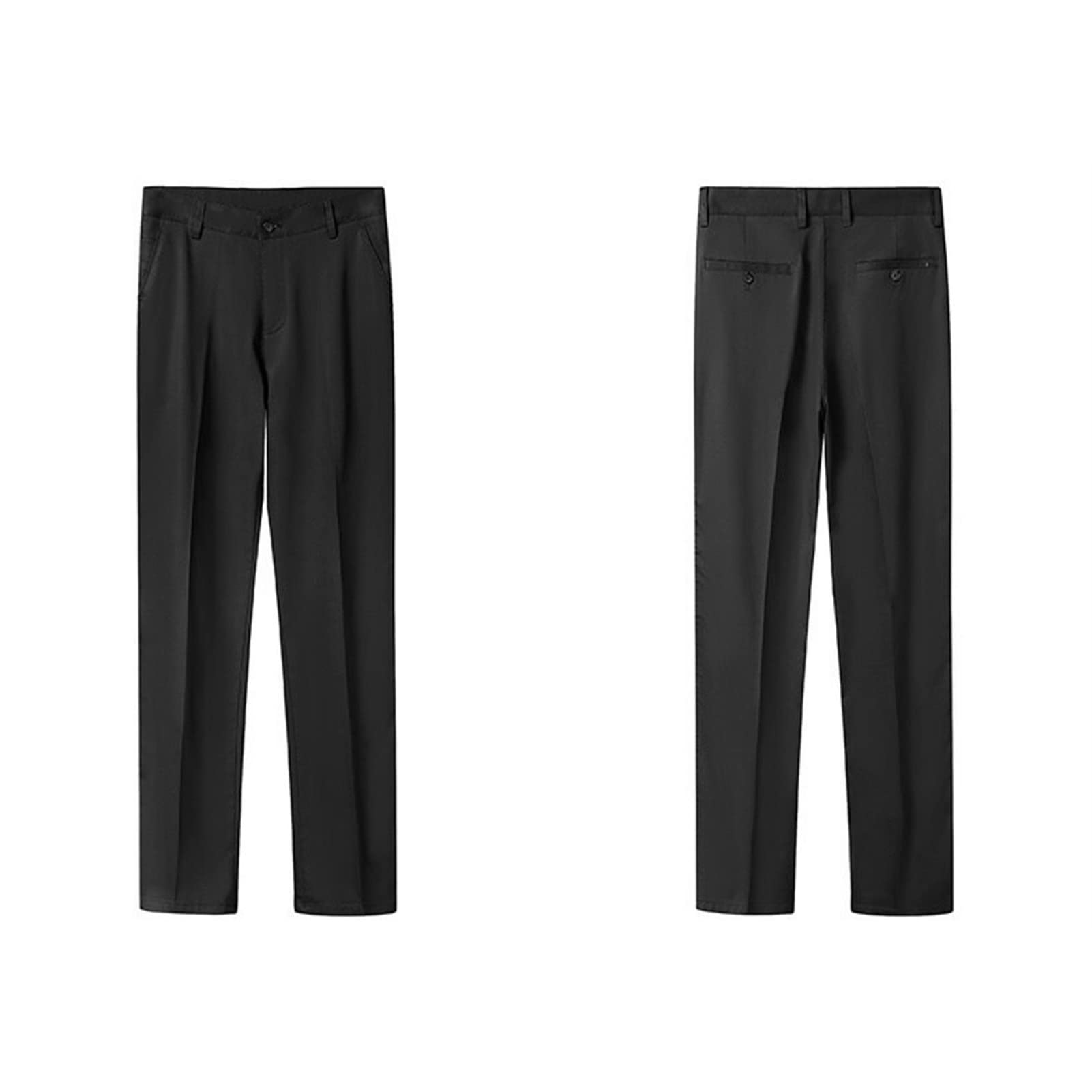 Men's Slim Fit Stretch Pant Classic Solid Color Casual Suit Pant Lightweight Business Comfort Trousers (Black,36)