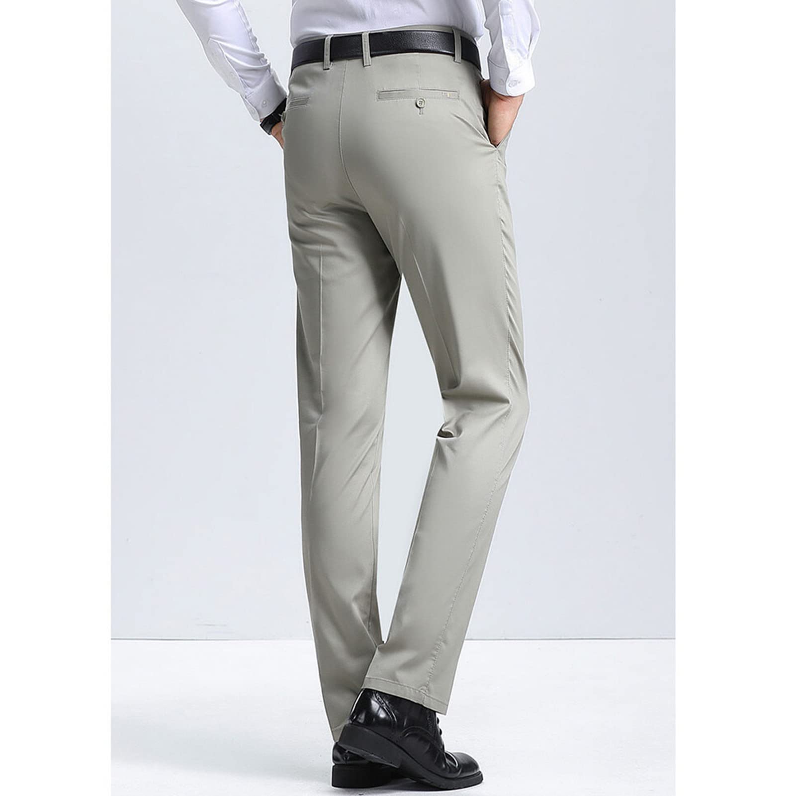 Men's Slim Fit Stretch Pant Classic Solid Color Casual Suit Pant Lightweight Business Comfort Trousers (Green,30)