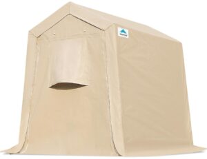 advance outdoor 6x8 ft outdoor portable storage shelter shed with 2 roll up zipper doors & vents carport for motorcycle waterproof and uv resistant anti-snow portable garage kit tent, beige