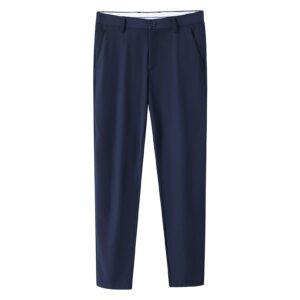 men's slim stretch tapered pant solid classic skinny fit comfort suit pant lightweight comfort business trousers (blue,29)
