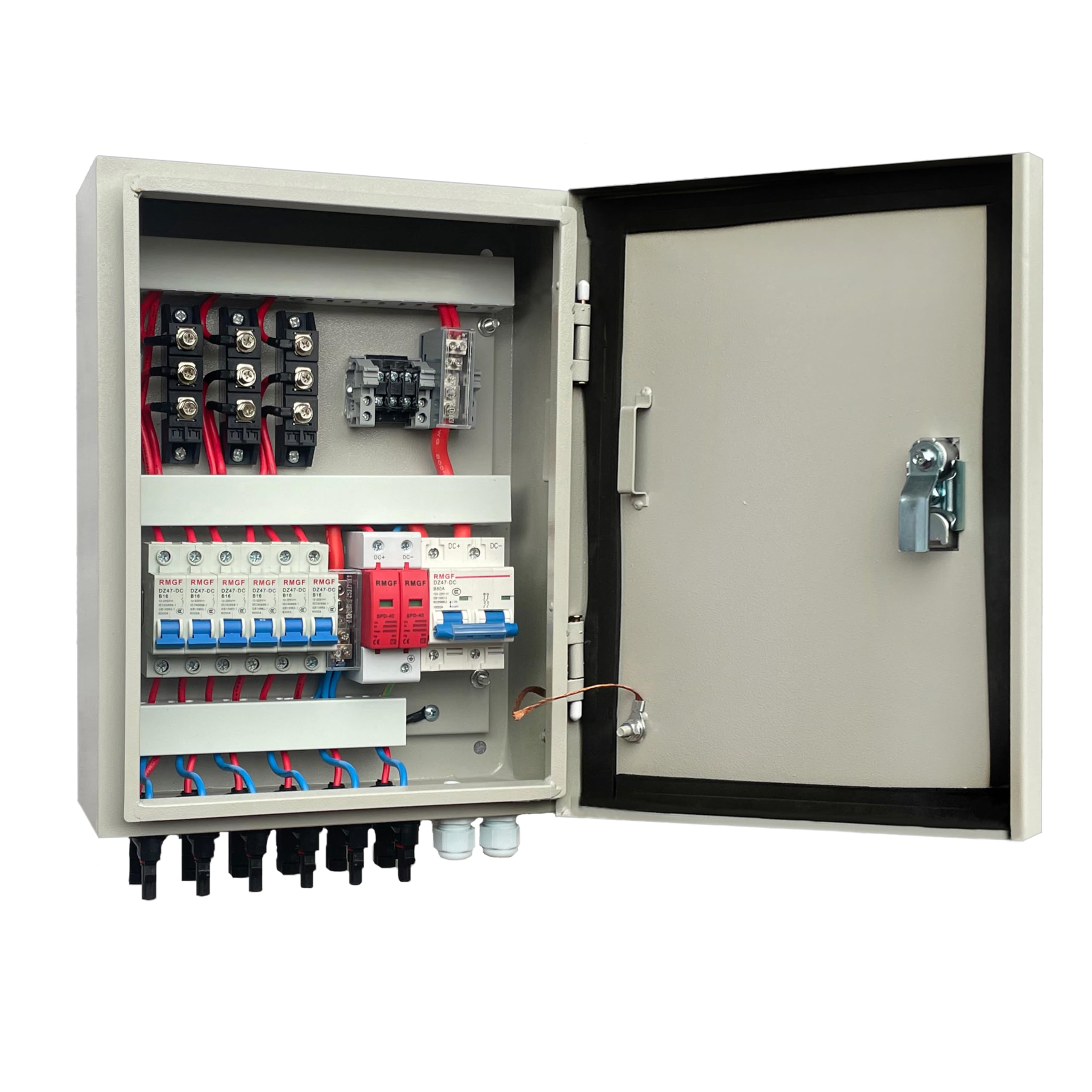 Gx Electrical Solar Combiner Box with 6 Strings, 80 A Circuit Breakers. This photovoltaic Combiner Box is Suitable for Off-Grid Solar Power