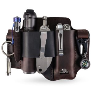 leather multitool sheath - edc belt organizer for leatherman tools, flashlight, pen, and keychain clip, durable and stylish, great for work and daily use, ideal gift for men