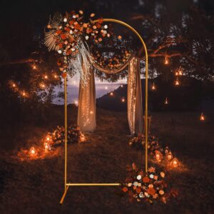 6.56Ft Arch Backdrop Stand Wedding Arch Stand Balloon Arch Frame Kit for Wedding Arch Flower Stand Party Background Decoration (Aluminum/Gold)