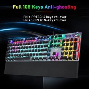 AULA Punk Black Gaming Keyboard and Mouse Combo (F2088 Wired Blue Switches Mechanical Keyboard + SC100 Black Wireless Gaming Mouse)