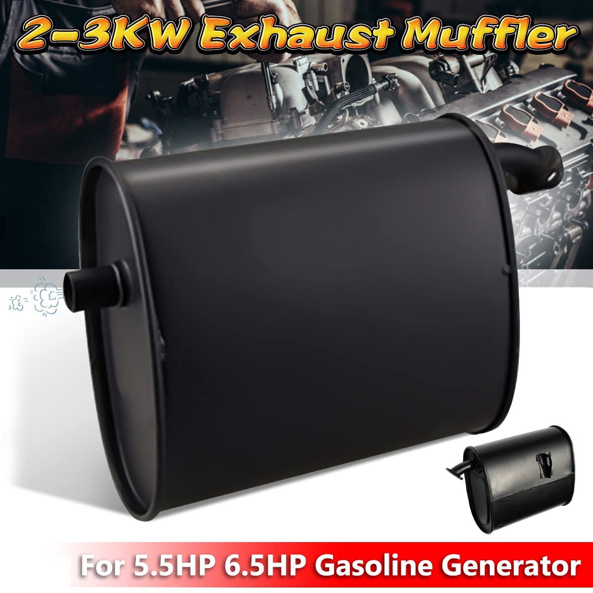 Erhai Gasoline Generator Universal 2-3KW Exhaust Muffler for 5.5HP 6.5HP 3500W 4000W Accessories