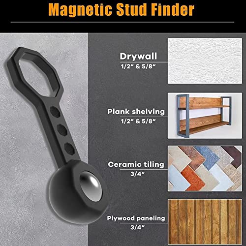 1 Pack Stud Finder Wall Scanner Stud Ball Magnetic Stud Finder Black Wall Stud Finder Magnet for Metal Concrete Drywall Plaster Wood Plywood Paneling Ceramic