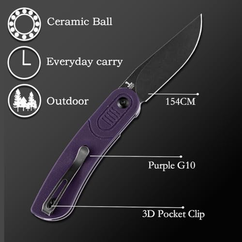 KANSEPT Knives Pocket Knife with 2.91''154CM Blade Handle Utility Knife G10 Handle Pocket Folding Knife for Everyday Carry T2025A5