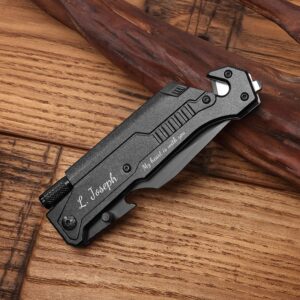 Personalized Custom Engraved Folding Knife for Husband Dad Boyfriend Son Groomsman - Valentines Christmas Birthday Anniversary Fathers Day Graduation Gift - Mens Camping Fishing Hunting Pocket Knives