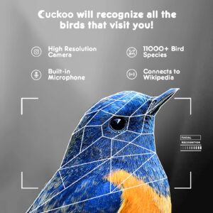 Cuckoo Smart Bird Feeder with Camera, Auto Capture Bird Videos with APP, Motion Detection Solar Charging Bird House for Outdoor use, for Bird Watchers(WiFi 2.4GHz)