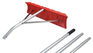 extreme max 5600.3288 poly roof rake - 21' reach with 23" blade,red