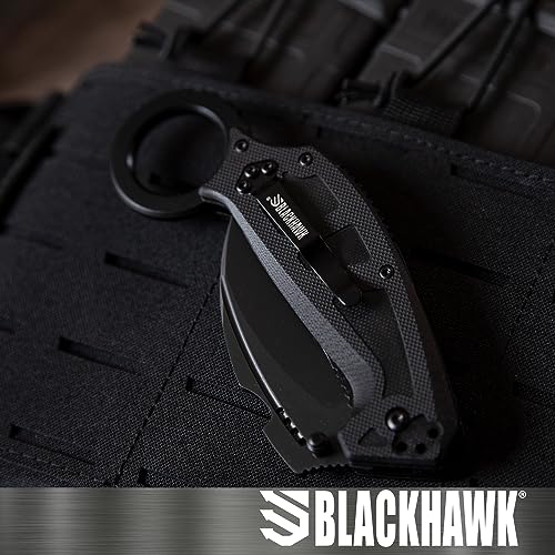 BLACKHAWK Garra III Knife Karambit Tactical Sideliner, 2-1/4 Inch D2 Tool Steel Blade, Black G10 Handles, BH15G3201BK