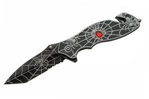 rrs black widow spider gothic fantasy tanto pocket knife with clip