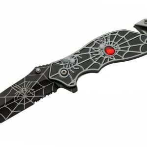 RRS Black Widow Spider Gothic Fantasy Tanto Pocket Knife with Clip