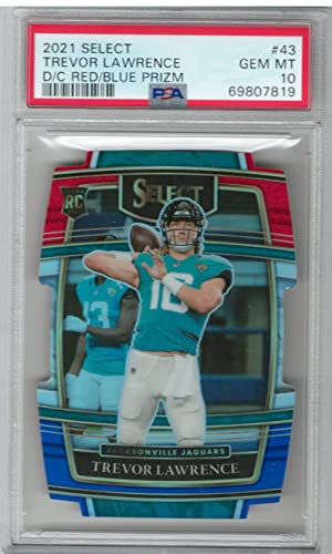 PSA Gem Mint 10 2021 Panini Select Trevor Lawrence Red Blue Prizm Refractor Die Cut Rookie Card