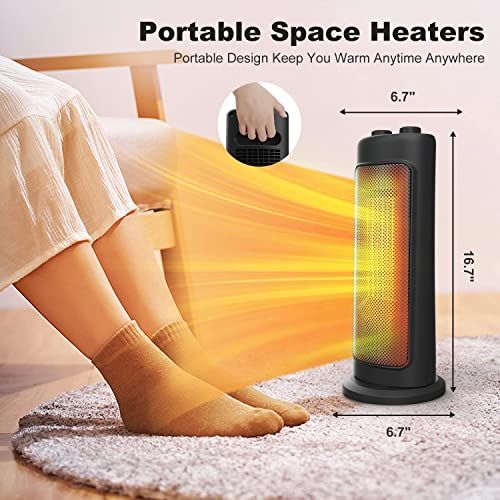 Waoveow Space Heaters Indoor Use Electric, 16Inches 1500W-Ceramic Tower Heater, Fast Heating, Wide Oscillation, Adjustable Thermostat, Over-heating & Tip-over Protection Quiet Safety Office Bedroom