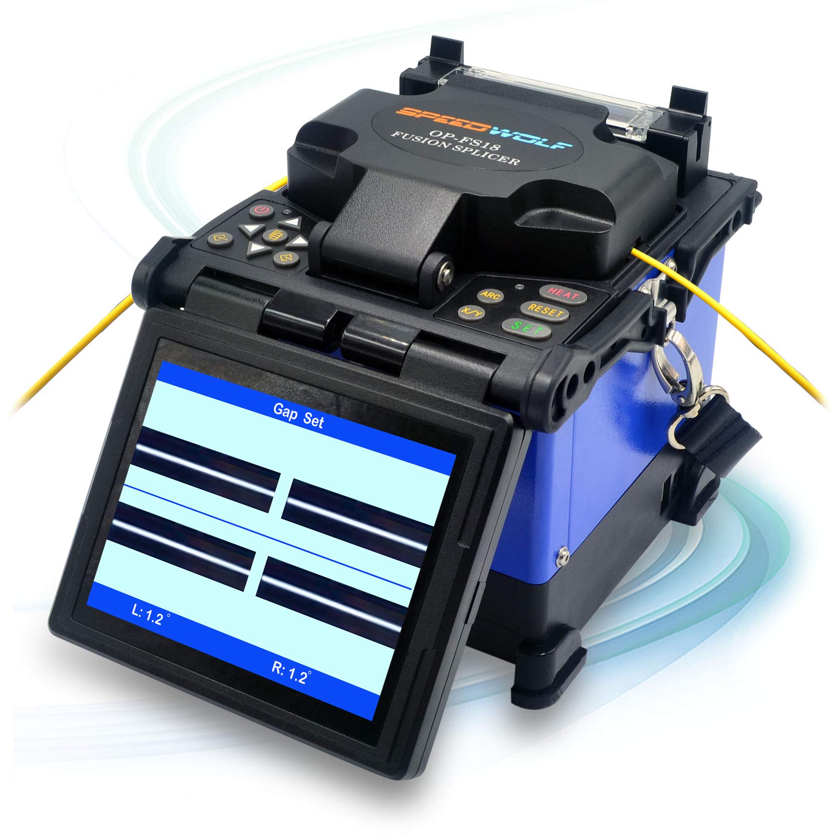 SPEEDWOLF Optical Fiber Fusion Splicer, FTTH Core Alignment Optical Fiber Splicing Machine with 6PCS Electrodes + Blades Fiber Cleaver + Fiber Stripper(FS18-C-3)