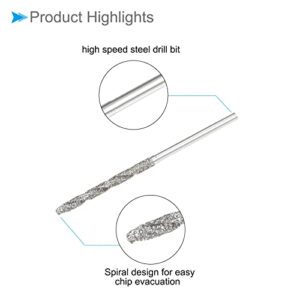 CoCud Diamond Twist Drill Bits, 1.7mm Drill Bit Diameter, Metric Tipped Drill Bits High-Speed Steel - (Applications: for Glass Sea Shells), 10-Pieces