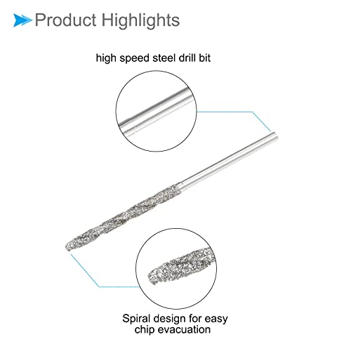 CoCud Diamond Twist Drill Bits, 1.7mm Drill Bit Diameter, Metric Tipped Drill Bits High-Speed Steel - (Applications: for Glass Sea Shells), 10-Pieces