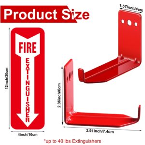 Fire Extinguisher Holder for 5-40 lb Fire Extinguisher Wall Mount with Screws, Gaskets, Self Adhesive Safety Sticker Sign Fire Extinguisher Mount Wall Hook Hanger for Universal Extinguishers (4 Pcs)