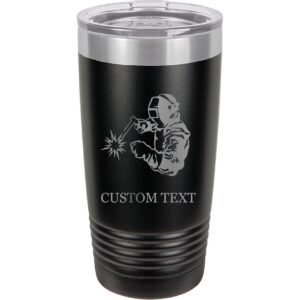 20-ounce vacuum insulated stainless steel tumbler customized double-walled laser engraved coffee black mug, welder, personalized