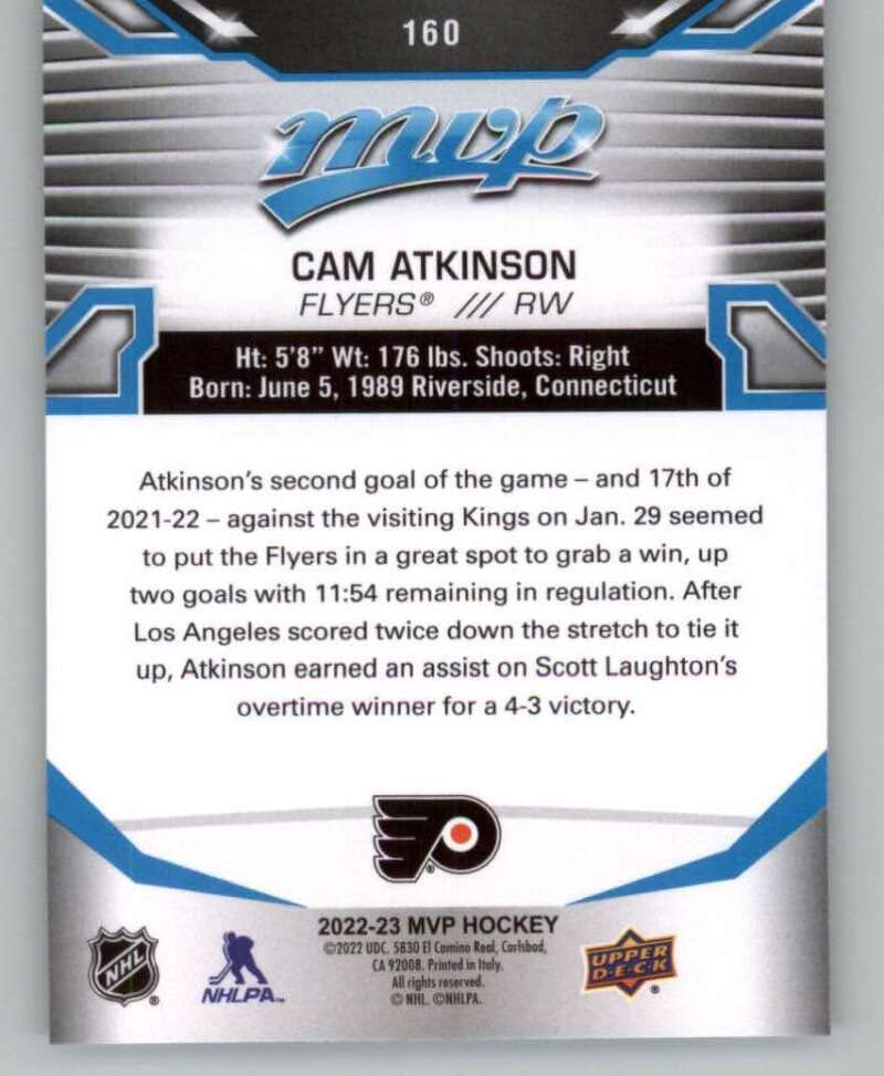 2022-23 Upper Deck MVP #160 Cam Atkinson Philadelphia Flyers NHL Hockey Trading Card