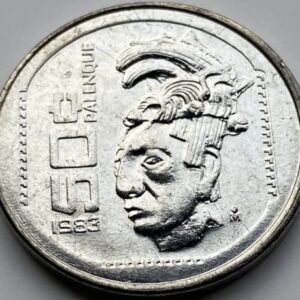 1983 Mo 50 Centavos Mexico Coin. Commemorating Palenque Pakal An Maya Emperor Who Inspired"Ancient Astronauts" Conspiracy Theory. 50 Centavos Graded By Seller Circulated Condition