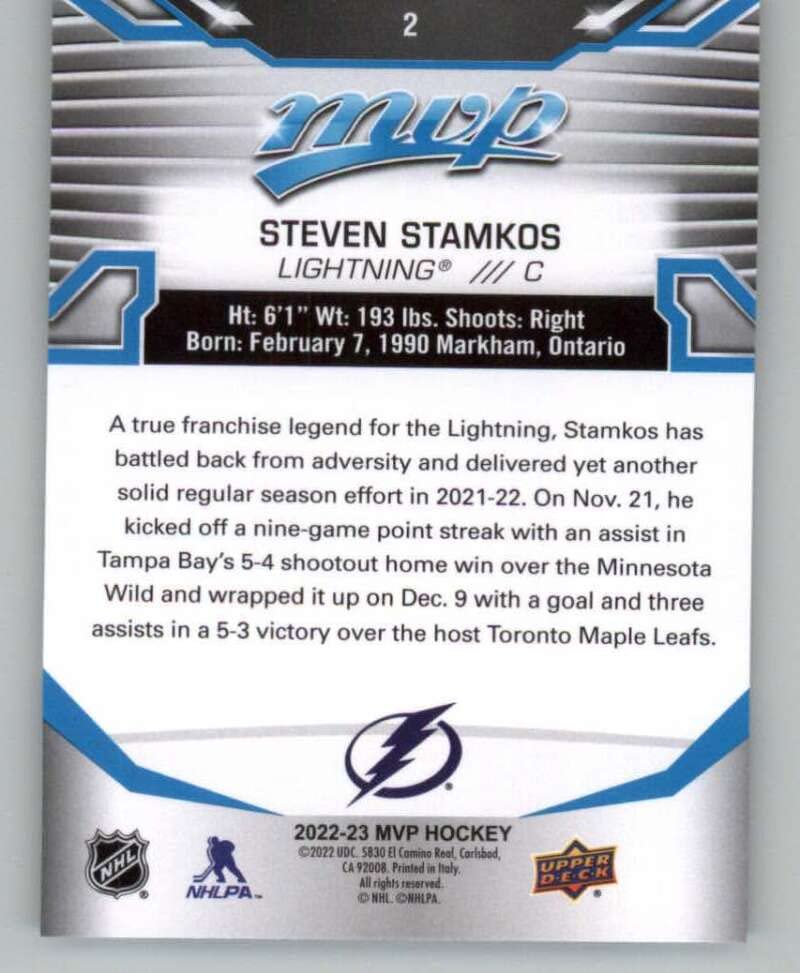 2022-23 Upper Deck MVP #2 Steven Stamkos Tampa Bay Lightning NHL Hockey Trading Card