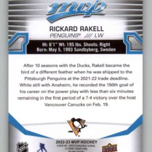 2022-23 Upper Deck MVP #91 Rickard Rakell Anaheim Ducks NHL Hockey Trading Card