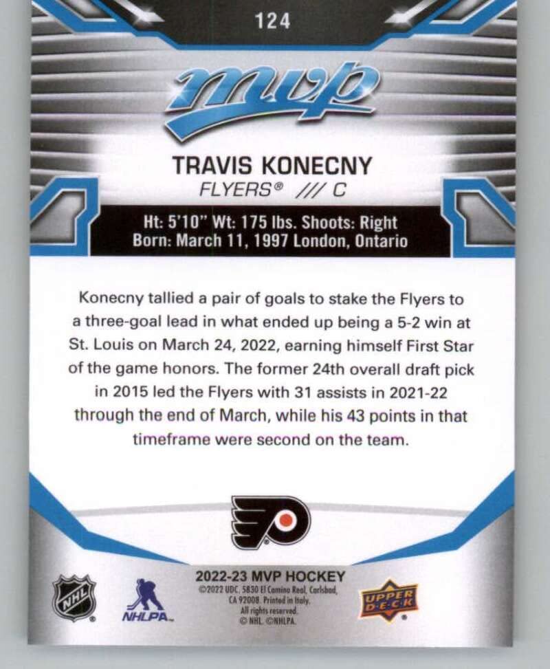 2022-23 Upper Deck MVP #124 Travis Konecny Philadelphia Flyers NHL Hockey Trading Card