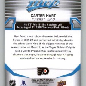 2022-23 Upper Deck MVP #31 Carter Hart Philadelphia Flyers NHL Hockey Trading Card