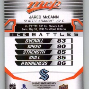 2022-23 Upper Deck MVP Ice Battles #209 Jared McCann Seattle Kraken NHL Hockey Trading Card