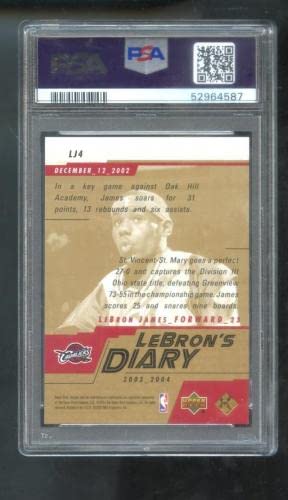 2003-04 Upper Deck #LJ4 Lebron James Diary ROOKIE RC PSA 10 Graded Card Lebron's - Basketball Slabbed Rookie Cards