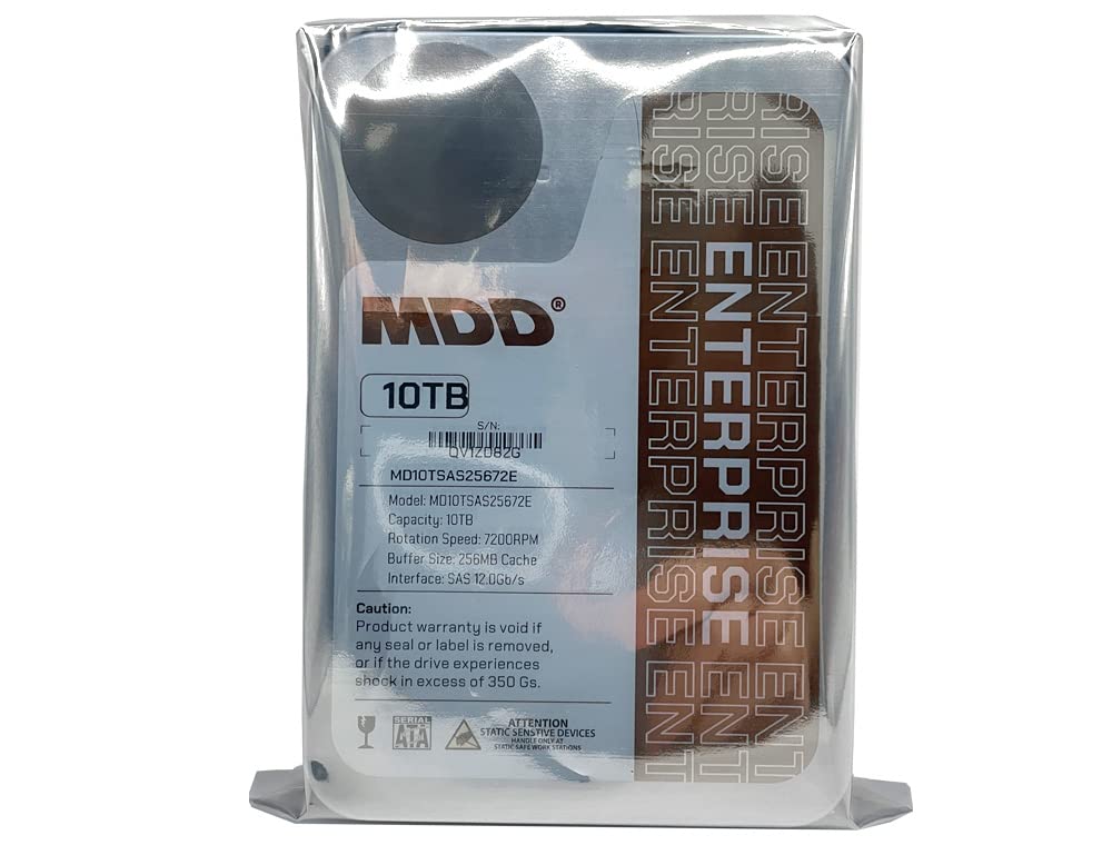 MDD 10TB 7200RPM 256MB Cache SAS 12.0Gb/s 3.5inch Internal Enterprise Hard Drive (MDD10TSAS25672E) - 5 Years Warranty