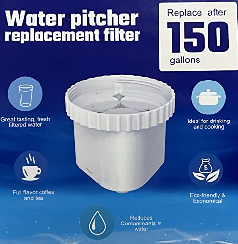 Nispira Water Pitcher Filter Replacement For Epic Pure, Seychelle, Aquagear Dispenser | Removes Fluoride, Chlorine, Lead, Odor and More | 150 Gallon 4 Packs