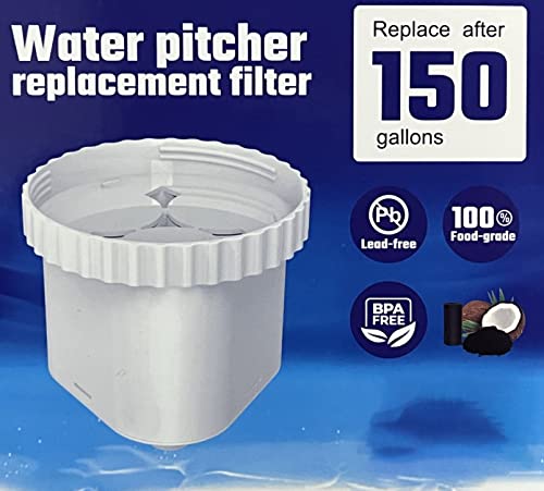 Nispira Water Pitcher Filter Replacement For Epic Pure, Seychelle, Aquagear Dispenser | Removes Fluoride, Chlorine, Lead, Odor and More | 150 Gallon 6 Packs