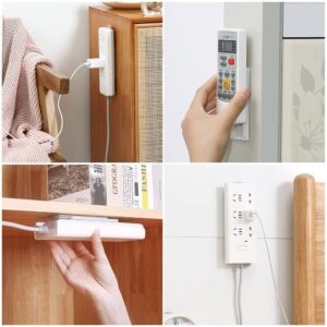 Self-Adhesive Desktop Socket Fixer,Self Adhesive Power Strip Holder,Self-Adhesive Socket Fixer,Desktop Mountable Plug-in Socket Fixer Bracket Stand Power Strip Wall Mount Fixator (White-4PCS)