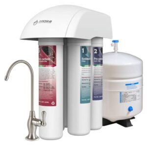 proq2 alkaline reverse osmosis system under sink, 5 stage ro w/brushed nickel faucet & ro tank, ph+ alkaline water filter for essential minerals, quick change water filter for sink 50gpd membrane