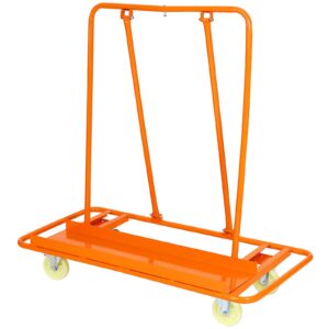 veemuaro heavy duty drywall sheet cart, panel dolly cart 1600lbs load capacity with four 5" wheels, service cart for garage, home, warehouse (orange)