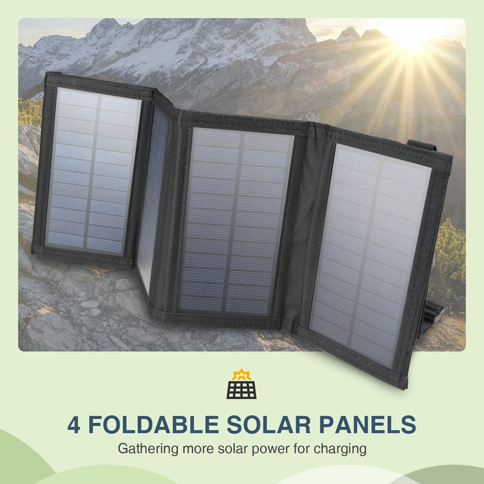 Portable Foldable Solar Panel 6W for Outdoor Charging USB Device Power Bank Earbuds Fans etc.(Not Very Suitable for Charging The Cellphone Directly)