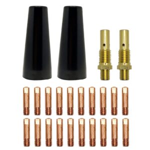 allyearauto 24 pcs flux core gasless nozzle tips kit, compatible with lincoln magnum 100l & weld-pak 100hd 125hd 140hd mig welder, mig eastwood 135/175, titanium 140, lotos 140, tweco mini and more.