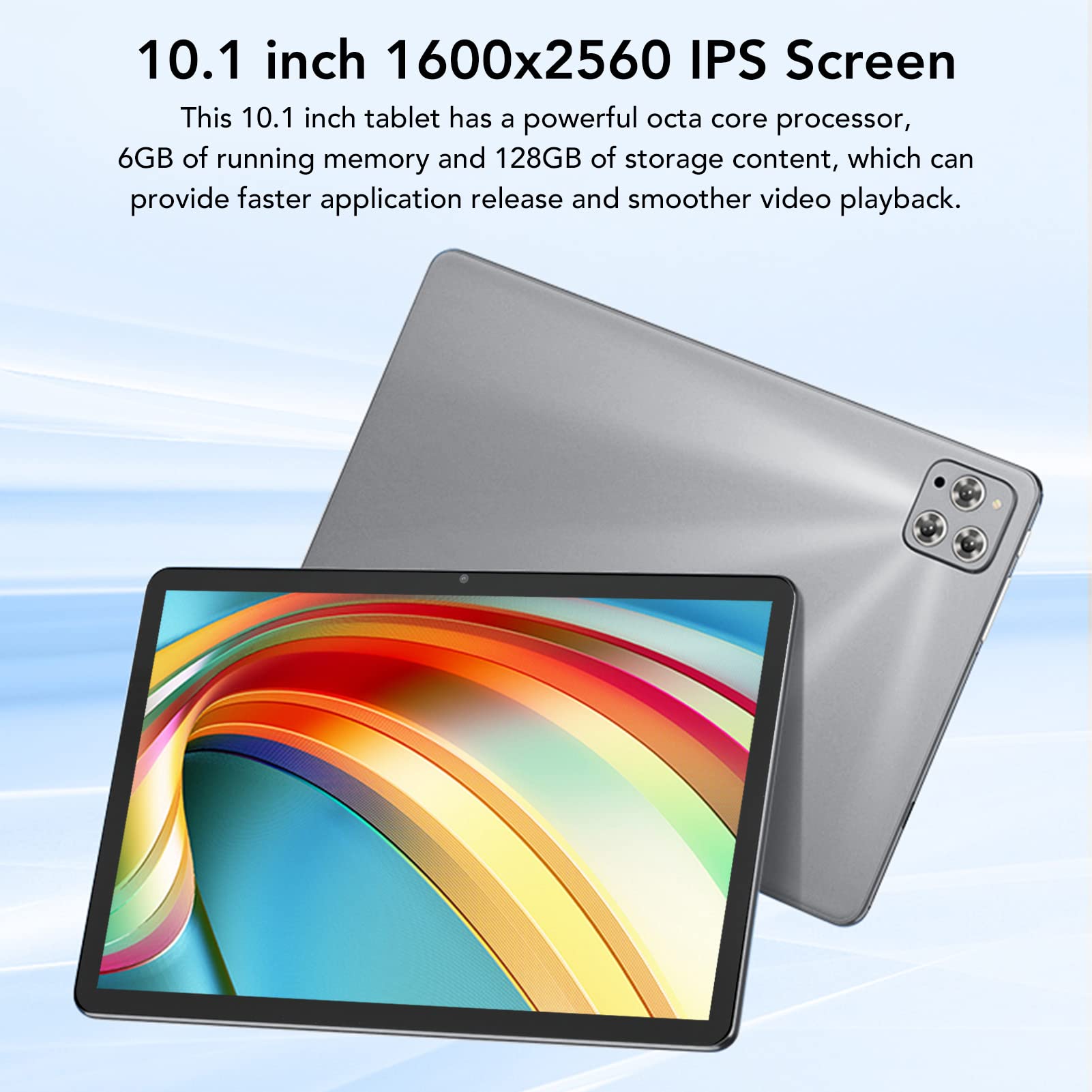 Tablet, 10.1 Inch 1600x2560 IPS Tablet for Android 10.1, 6G RAM 128G ROM Octa Core Portable Tablet, 5G WiFi Network Calling Tablet for Daily Life