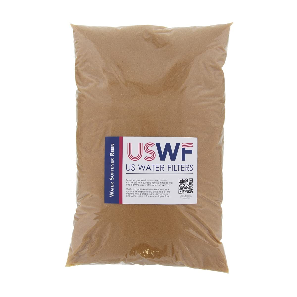 USWF-8P-12lbs Ion Exchange Water Softener Resin - 0.25 Cubic Foot - Single Bag - Ideal for Residential or Commercial Use - Reduces Soap Scum and Limescale