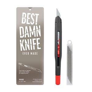 vvivid best damn knife - heavy duty precise utility blade, sturdy safety lock, and 10 replacement blades