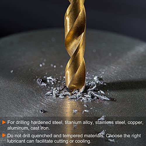 HARFINGTON Twist Drill Bit 6.7mm Titanium Coated (HSS-E) M42 High Speed Steel 8% Cobalt Straight Shank for Stainless Steel Aluminum Alloy Metal