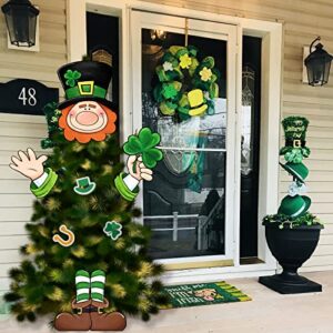 auirre st patricks day leprechaun christmas tree topper head arms and legs, luck shamrock clover decorative tree ornaments decor, irish holiday indoor home decorations party supplies