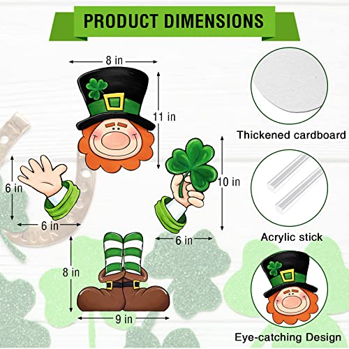 Auirre St Patricks Day Leprechaun Christmas Tree Topper Head Arms and Legs, Luck Shamrock Clover Decorative Tree Ornaments Decor, Irish Holiday Indoor Home Decorations Party Supplies