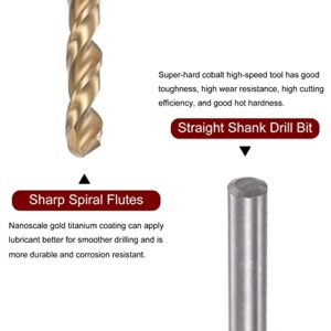 HARFINGTON Twist Drill Bit 6mm Titanium Coated (HSS-E) M42 High Speed Steel 8% Cobalt Straight Shank for Stainless Steel Aluminum Alloy Metal