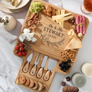 personalized charcuterie board large cheese board and knife set, engagement gifts, customized wedding gifts for couples anniversary gift engraved birthday gifts for women house warming gifts new home