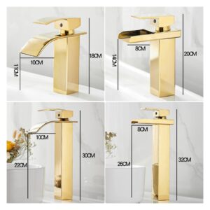 Modern Waterfall Basin Faucet Bathroom Toilet Tap Deck Mounted Mixer Hot & Cold Water Vanity Vessel Brass Faucets ( Color : 01 Long )